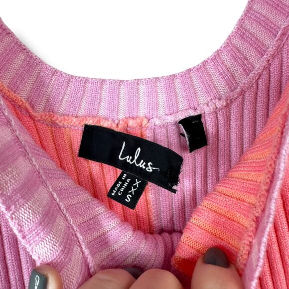 Lulus NWOT Radiant Personality Pink Color Block Ribbed Knit Sweater Midi Dress - Picture 6 of 9